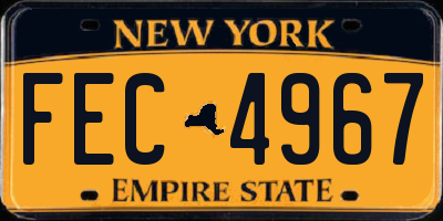 NY license plate FEC4967