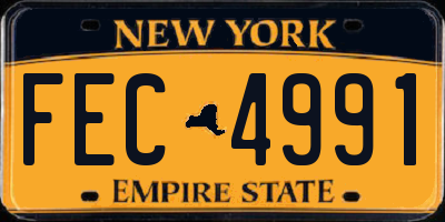 NY license plate FEC4991