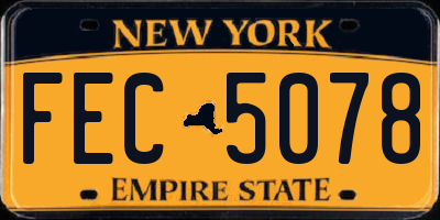 NY license plate FEC5078