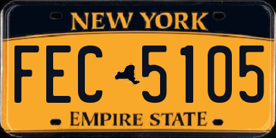 NY license plate FEC5105