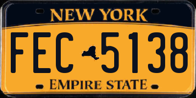 NY license plate FEC5138