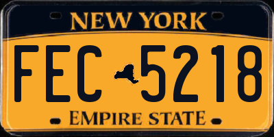 NY license plate FEC5218