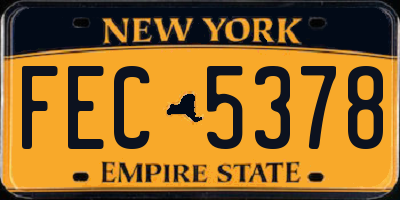 NY license plate FEC5378