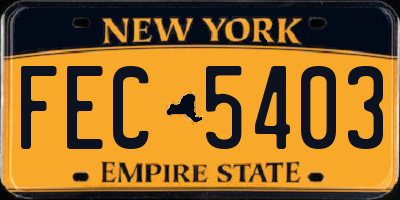 NY license plate FEC5403