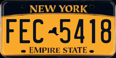 NY license plate FEC5418