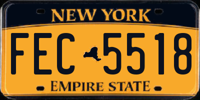 NY license plate FEC5518