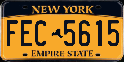 NY license plate FEC5615