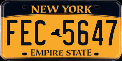 NY license plate FEC5647
