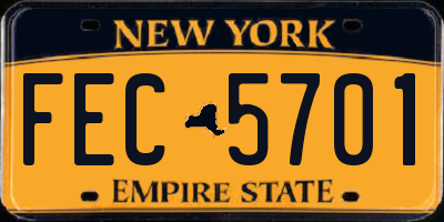 NY license plate FEC5701