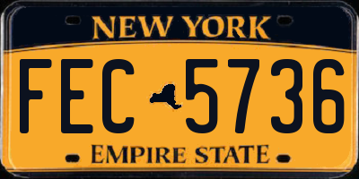 NY license plate FEC5736
