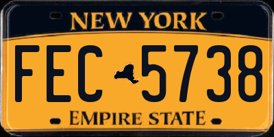NY license plate FEC5738