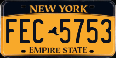 NY license plate FEC5753