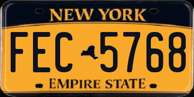 NY license plate FEC5768