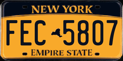 NY license plate FEC5807
