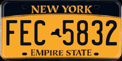 NY license plate FEC5832