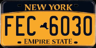 NY license plate FEC6030