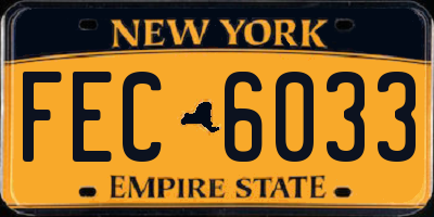 NY license plate FEC6033