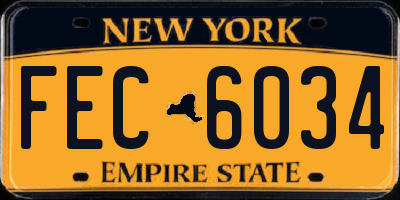 NY license plate FEC6034