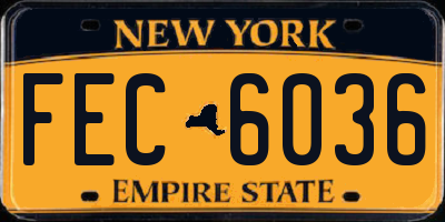 NY license plate FEC6036