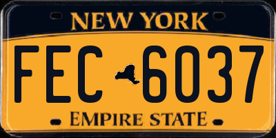 NY license plate FEC6037