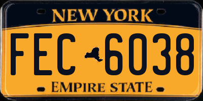 NY license plate FEC6038