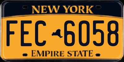 NY license plate FEC6058