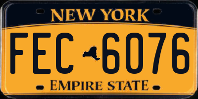 NY license plate FEC6076