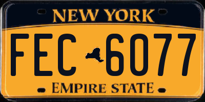 NY license plate FEC6077