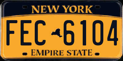 NY license plate FEC6104
