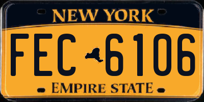 NY license plate FEC6106