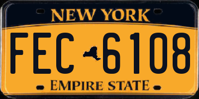 NY license plate FEC6108