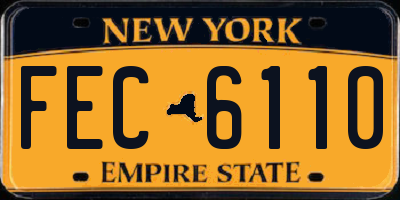 NY license plate FEC6110