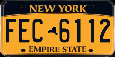 NY license plate FEC6112