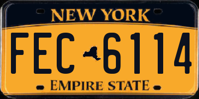 NY license plate FEC6114