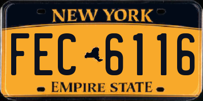 NY license plate FEC6116