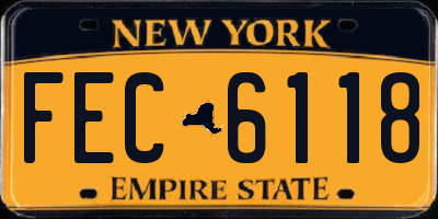NY license plate FEC6118