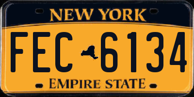 NY license plate FEC6134