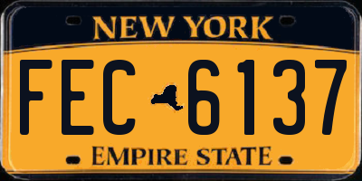 NY license plate FEC6137