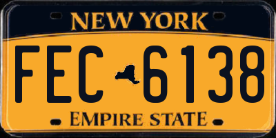 NY license plate FEC6138