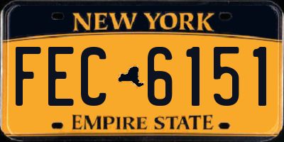 NY license plate FEC6151