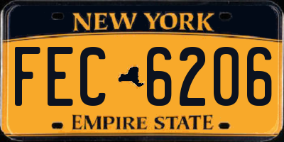 NY license plate FEC6206