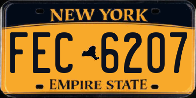 NY license plate FEC6207