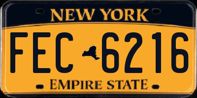 NY license plate FEC6216