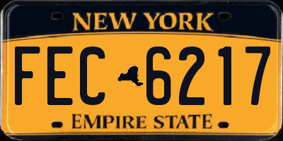 NY license plate FEC6217