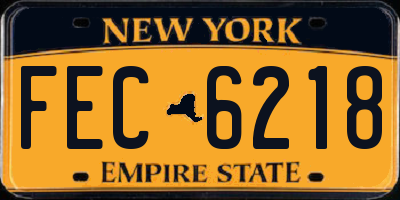 NY license plate FEC6218