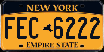 NY license plate FEC6222