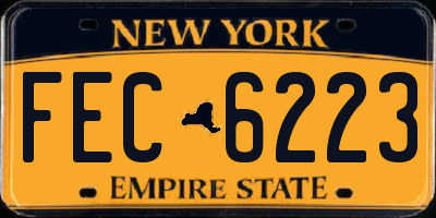 NY license plate FEC6223
