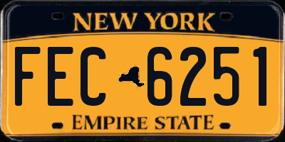 NY license plate FEC6251