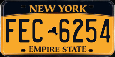 NY license plate FEC6254