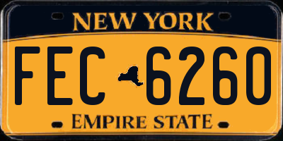 NY license plate FEC6260